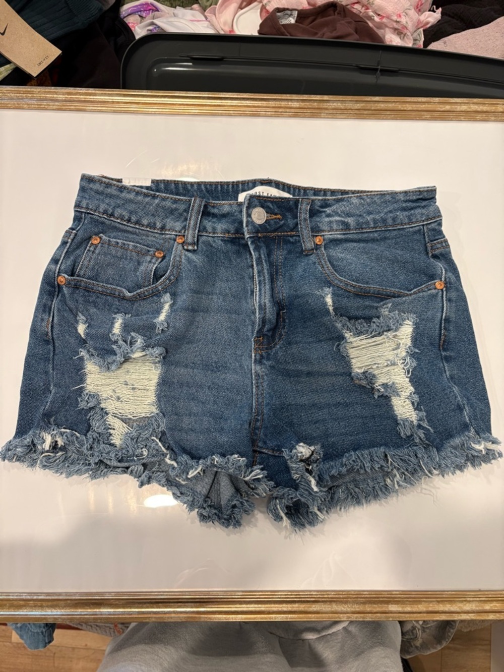 Almost Famous Distressed Blue Denim Jean Shorts